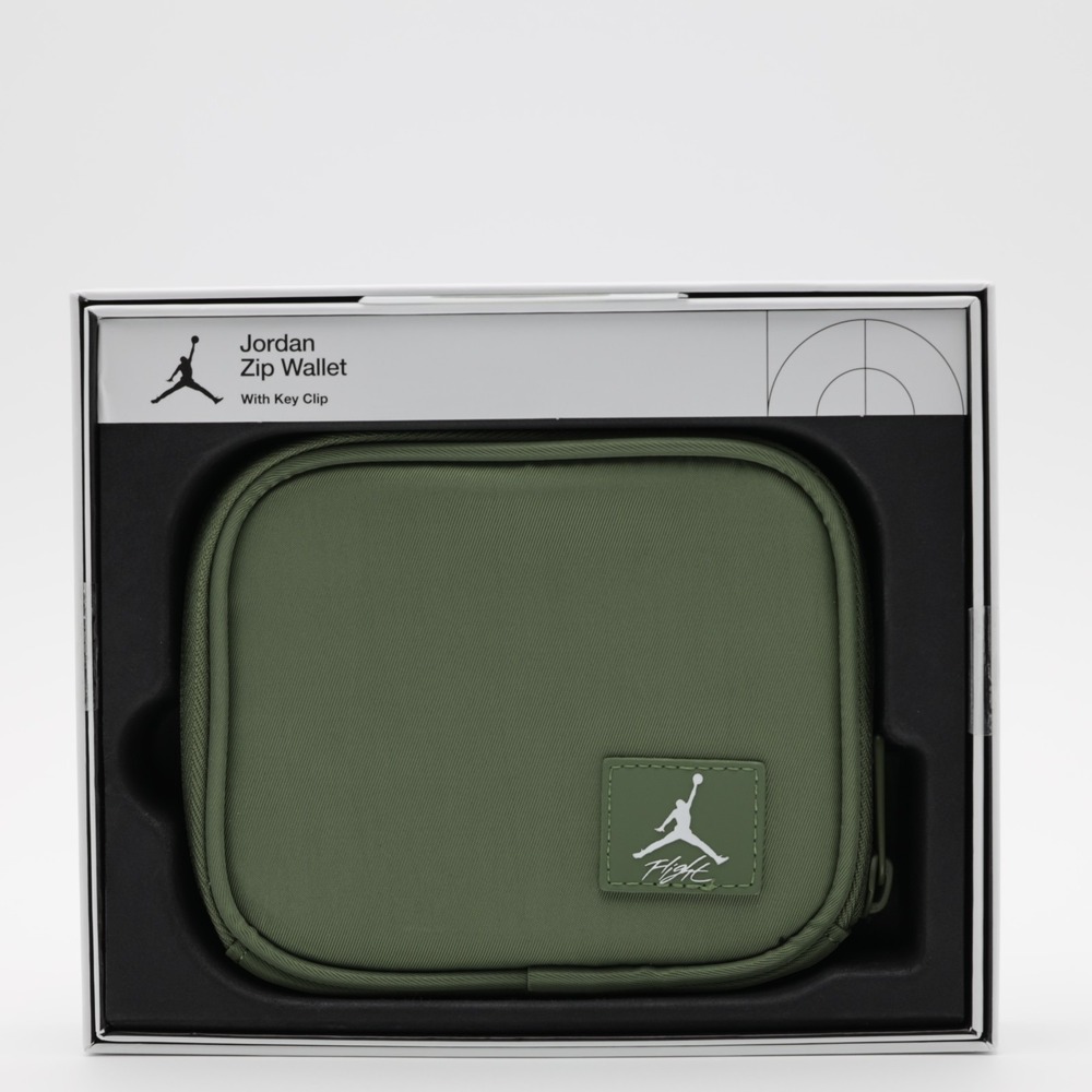 Jordan Men's Key Clip Slip Pocket Card Flight Zip Wallet Nylon Green